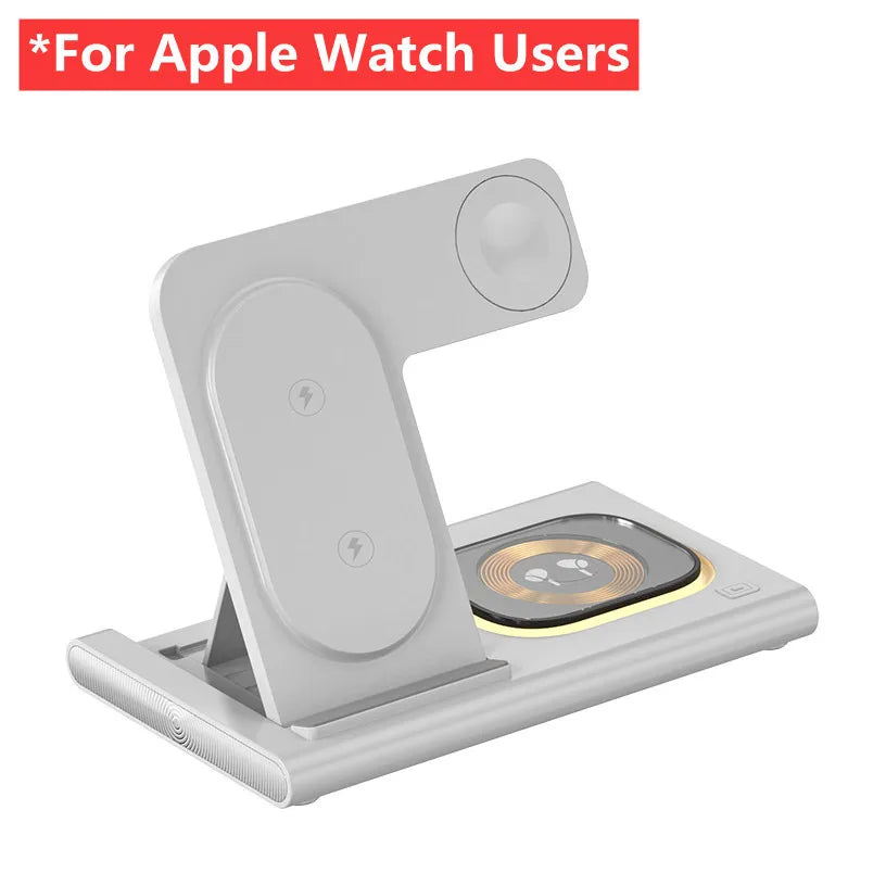30W 3-in-1 Foldable Fast Charging Dock Station for iPhone 15/14/13/12 Pro Max, Apple Watch Series 8/7/6, and AirPods Wireless Charger