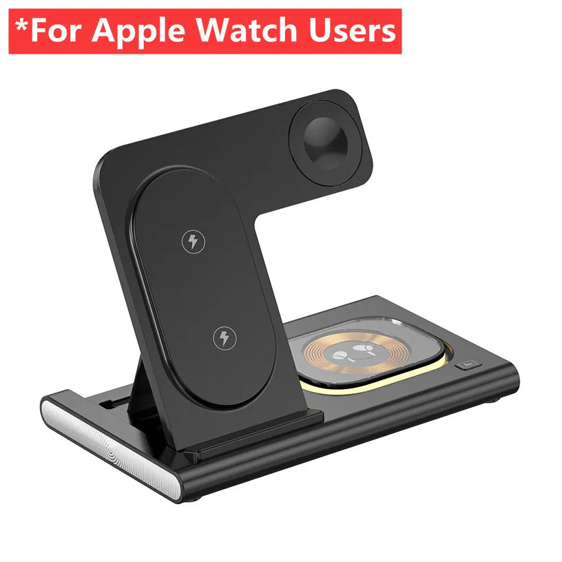 30W 3-in-1 Foldable Fast Charging Dock Station for iPhone 15/14/13/12 Pro Max, Apple Watch Series 8/7/6, and AirPods Wireless Charger