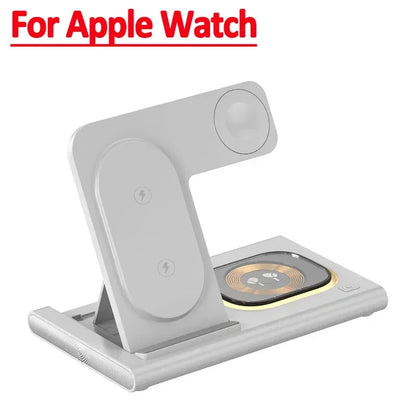 30W 3-in-1 Foldable Fast Charging Dock Station for iPhone 15/14/13/12 Pro Max, Apple Watch Series 8/7/6, and AirPods Wireless Charger